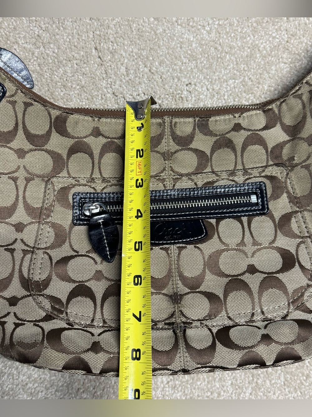 Coach Penelope Brown Signature Sateen Shoulder Bag M0920-F14690 Hand Bag Zip - Picture 8 of 10
